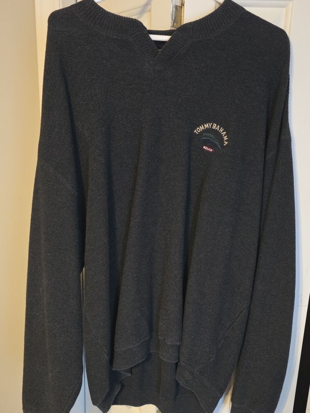 Tommy Bahama Men's Dark Charcoal V-Neck Knit Sweater